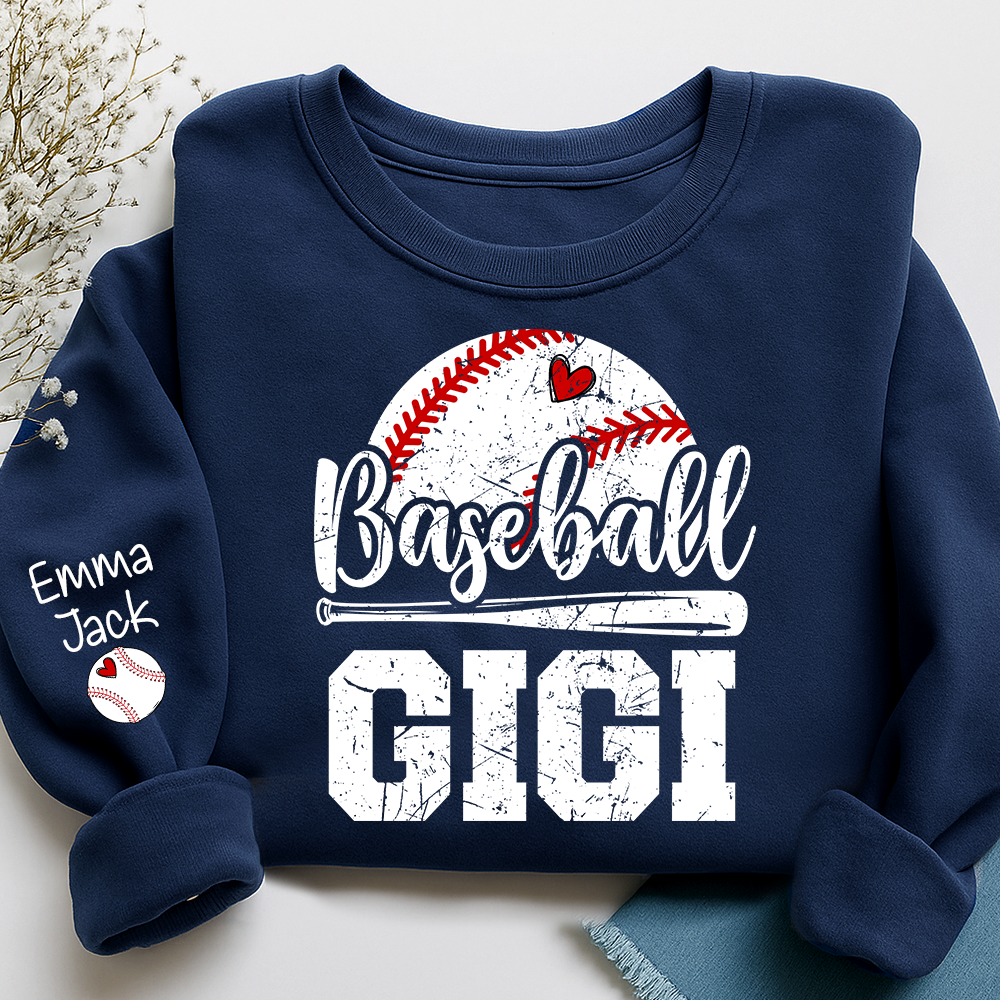Custom Baseball Gigi Sweatshirt, Graphic Tee With Baseball And Heart Design for Gift Grandma And Kids