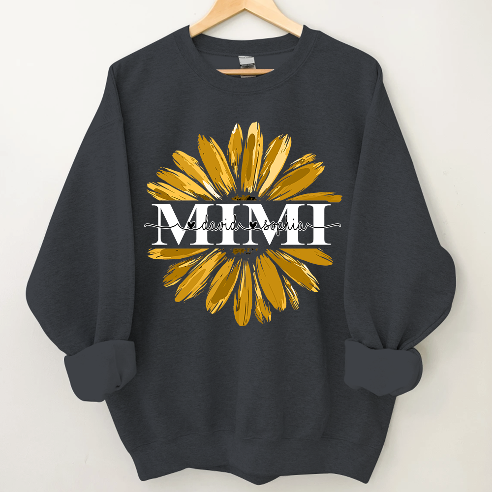 Mimi Yellow Daisy Flower With Grandkids Sweatshirt
