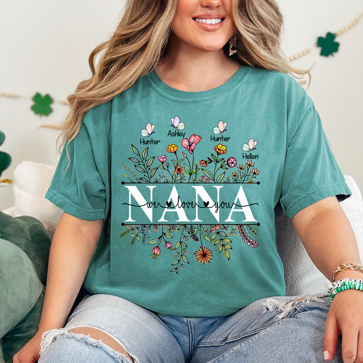 Comfort Colors® Wildflowers Grandma We Love You Shirt, Custom Grandma And Grandkids Shirt