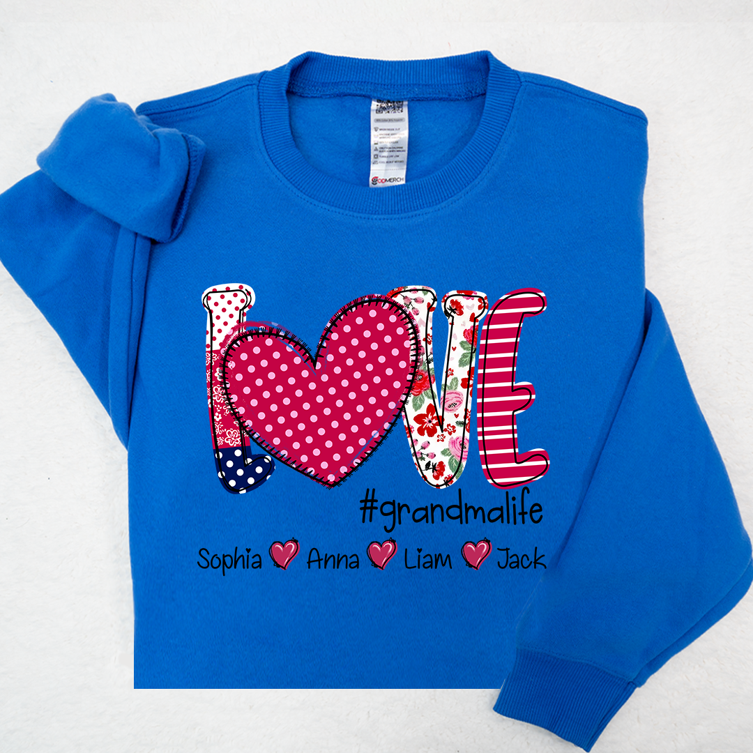 Valentine's Heart Day Custom Grandma And Kids LTP01 Sweatshirt