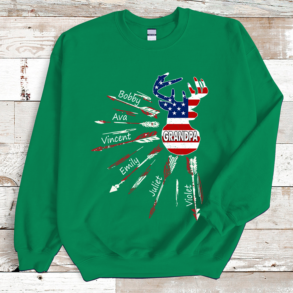Papa with grandkids USA arrow deer hunting Sweatshirt