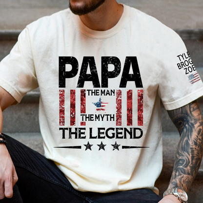 Personalized Papa The Man The Myth The Legend, Patriotic Stars Art Set For Gifr Papa And Kids