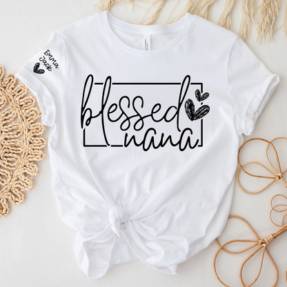 Blessed Grandma Shirt, Custom Grandkids Names, Heart Design T-Shirt, Perfect Gift for Grandma