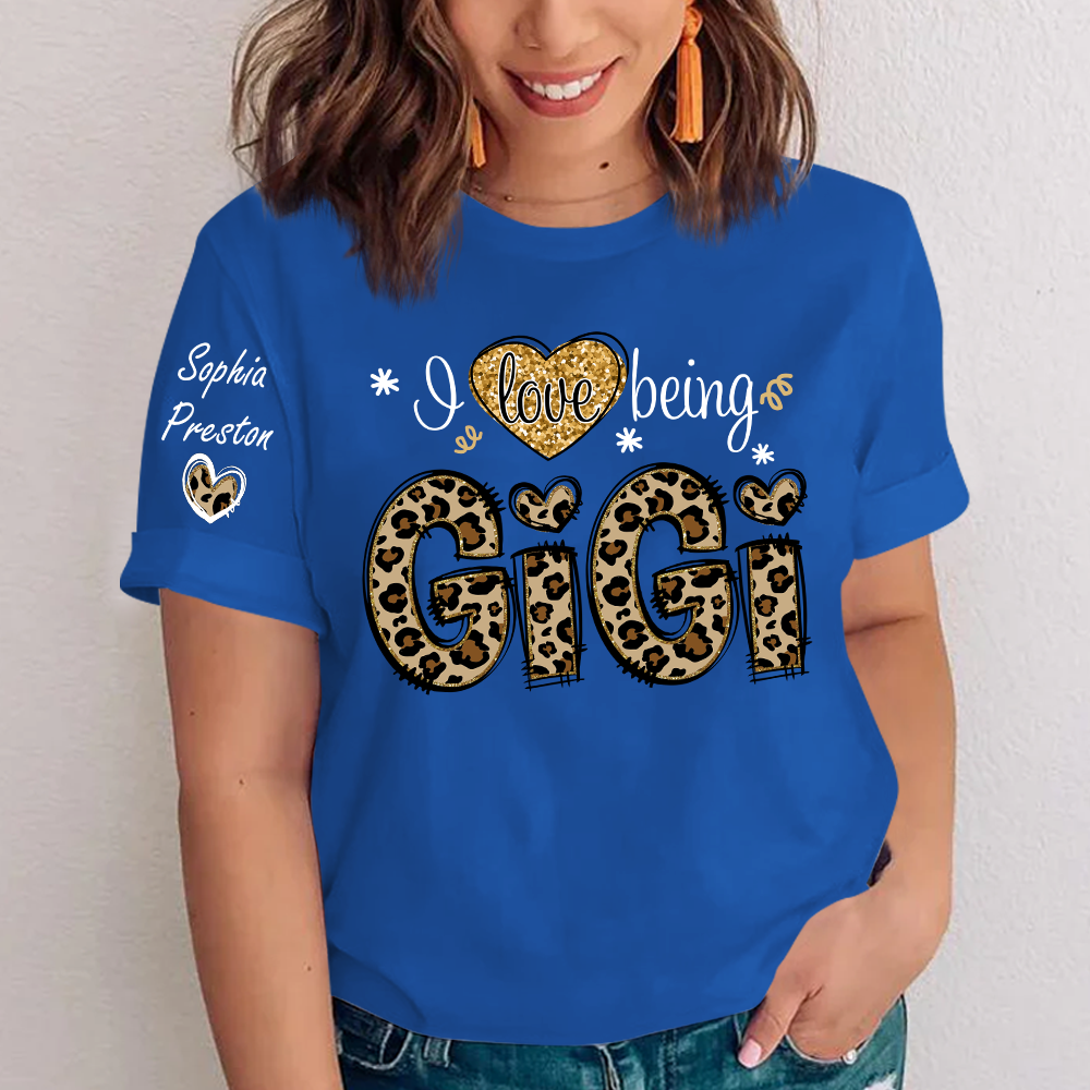 I Love Being Gigi Leopard, Custom Gigi And Kids, Grandma Gift TH T-Shirt