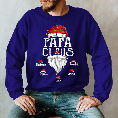 Hat Santa With Christmas Lights, Gift For Grandpa, Custom Give Papa And Kids Sweatshirt