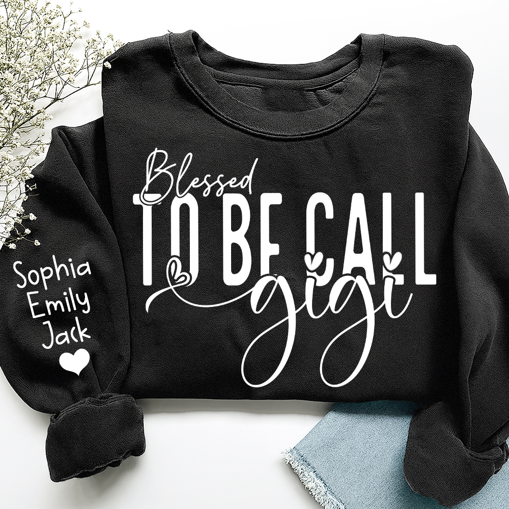 Personalized Blessed To Be Call Gigi Name Crewneck Sweatshirt, Custom Grandma And Kids