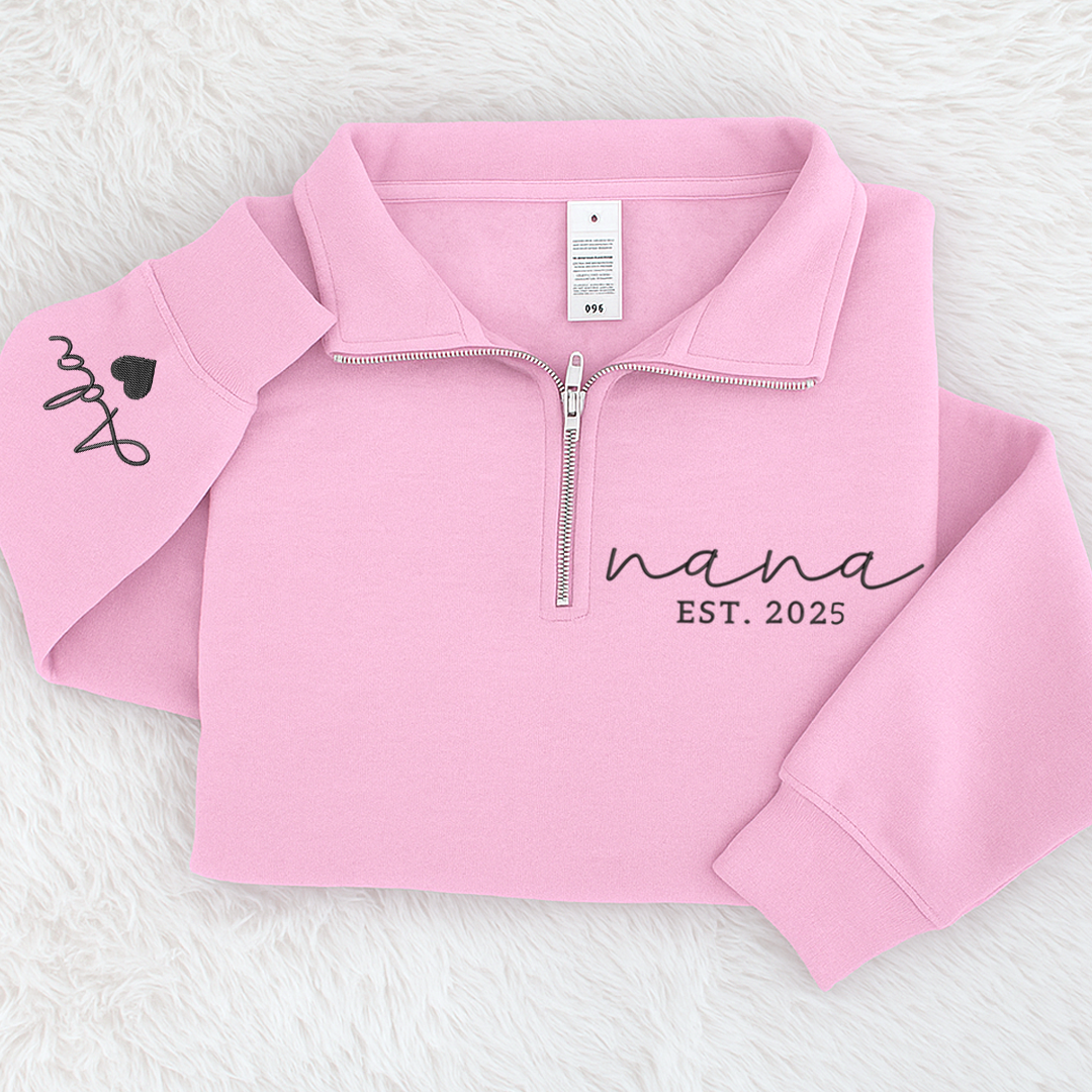 Personalized Hand Embroidered Nana Est Sweater, Warm Christmas Pullover, Unique Gift for Grandma and Family