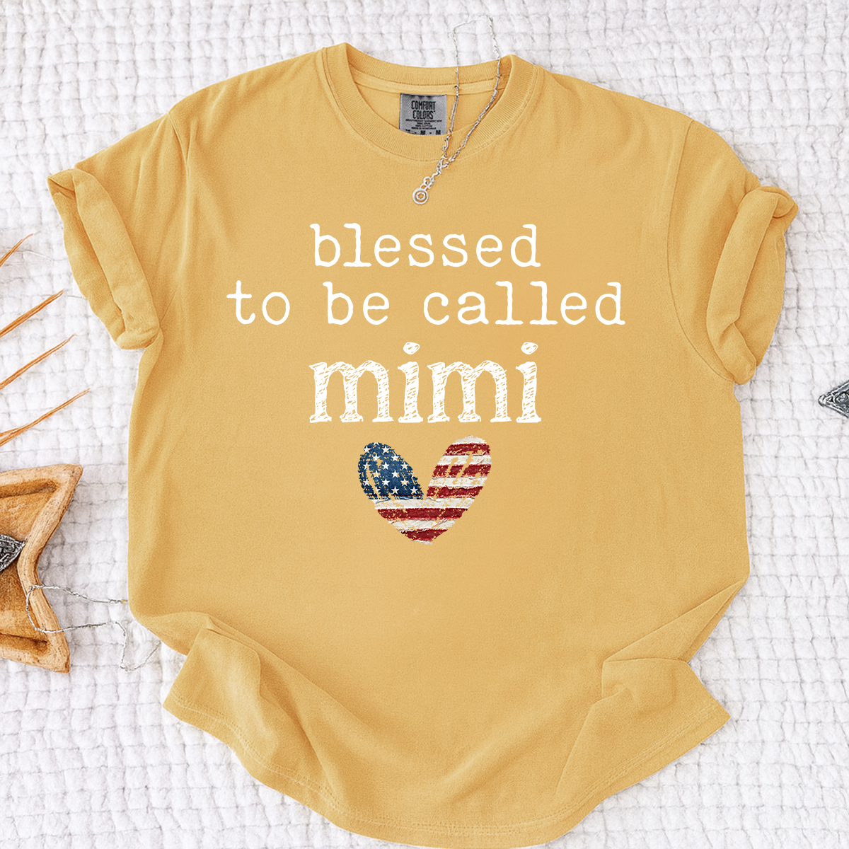 Comfort Colors Blessed To Be Called Mimi Shirt, Cute Mimi Grandma T Shirt, Patriotic Heart Design, Gift for Grandma Mothers Day