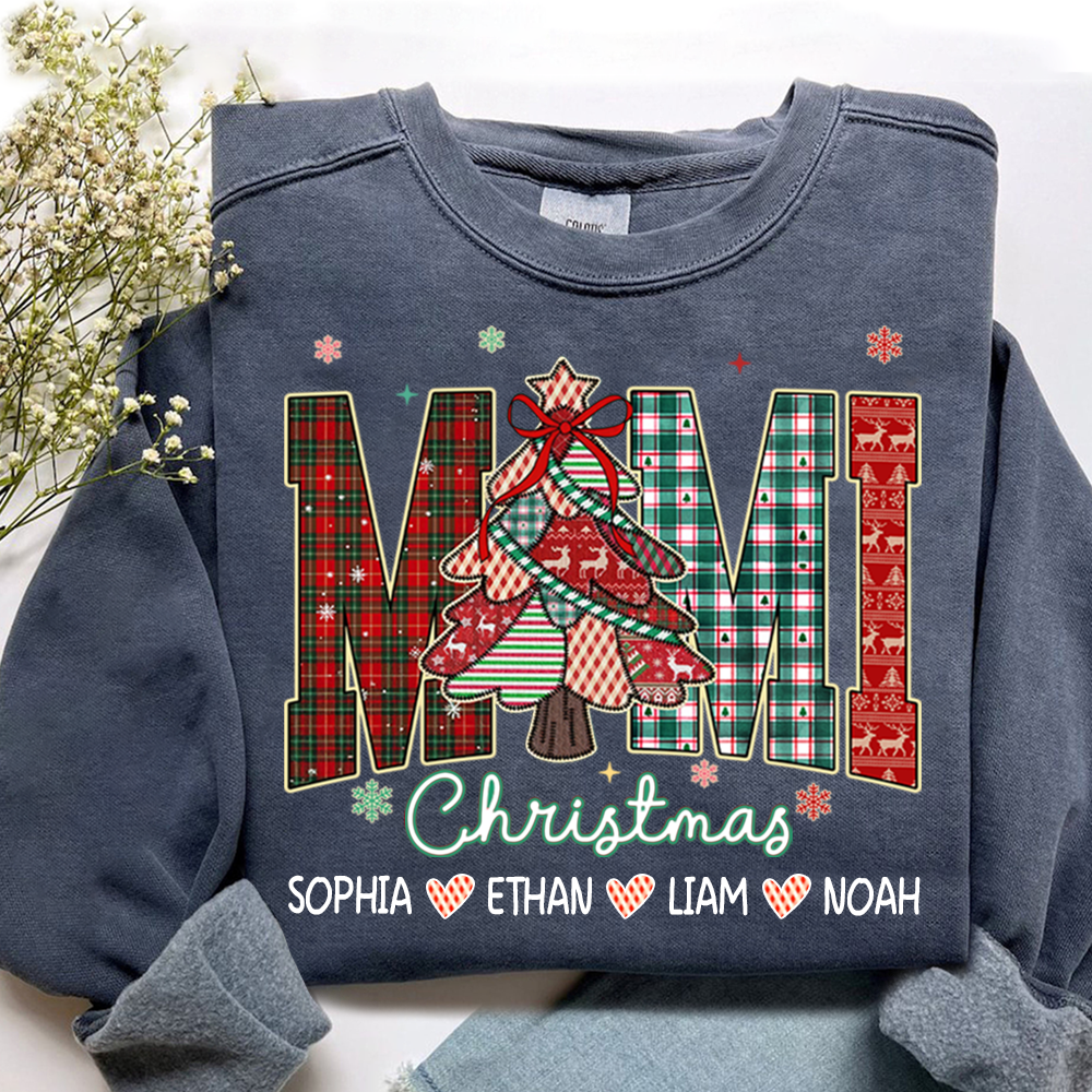 Personalized Mimi Christmas Sweatshirt, Customized Gifts for Grandma and Grandchild