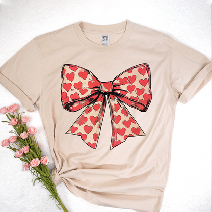 Valentine's day Heart Coquette Bow T-Shirt