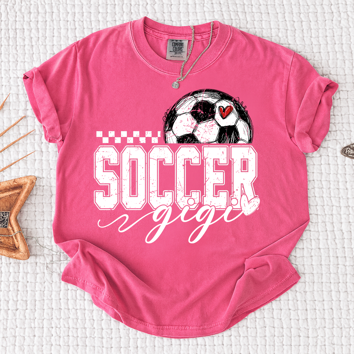 Comfort Colors® Personalized Gigi Soccer Tee, Custom Soccer Gigi For Gift Family