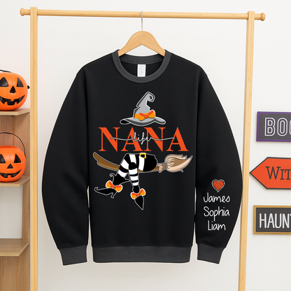 Personalized Nana Witch And Grandkids 2025 Sweatshirt Mix Sweatshirt Mix