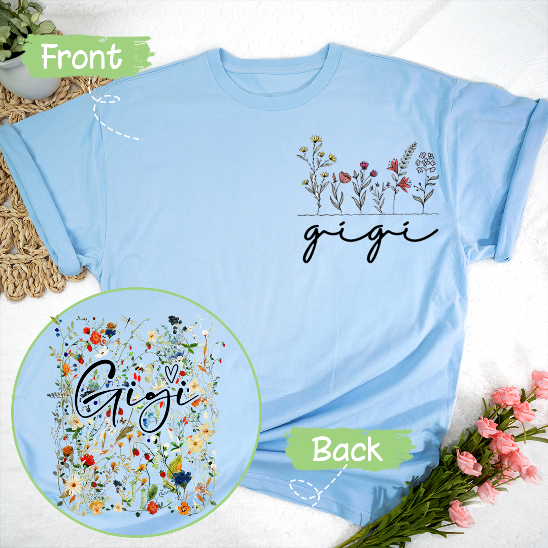 Personalized Gigi Wildflower Trend 2025 T-Shirt, Custom Grandma And Grandkids Shirt