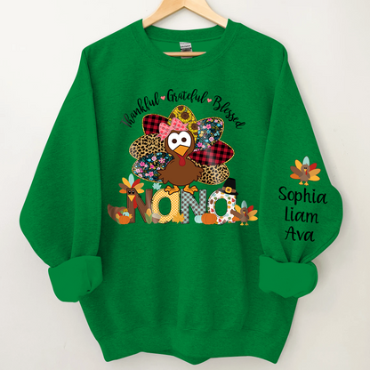 Personalized thankful grateful blessed nana with grandkids Sweatshirt