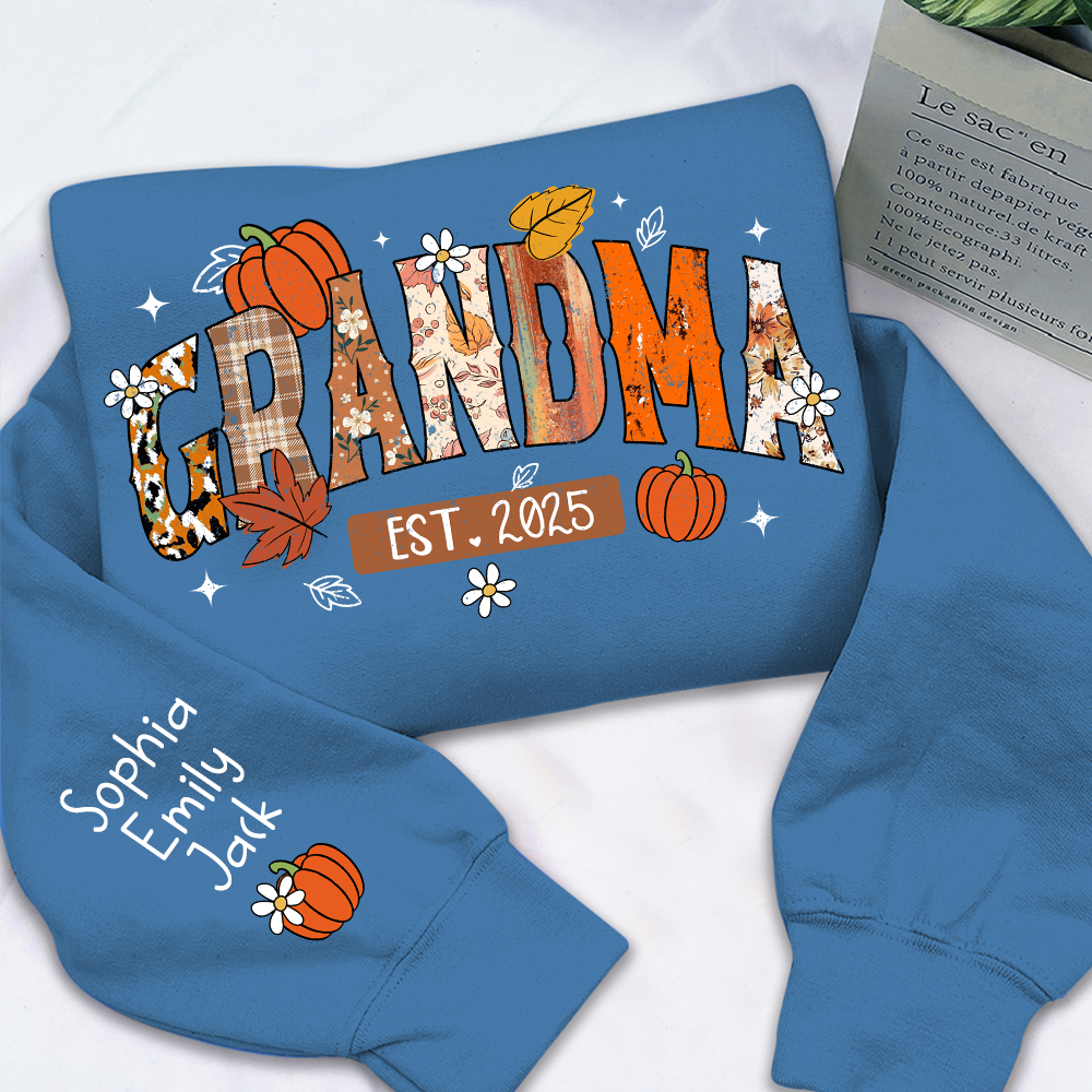 Custom Grandma Pumkin Sweatshirt, Personalized For Grandma And Kids