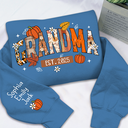 Custom Grandma Pumkin Sweatshirt, Personalized For Grandma And Kids