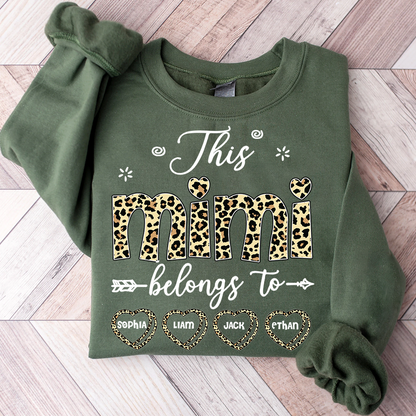 Personalized This Mimi Belongs To Sweatshirt, Custom Leopard Print Names