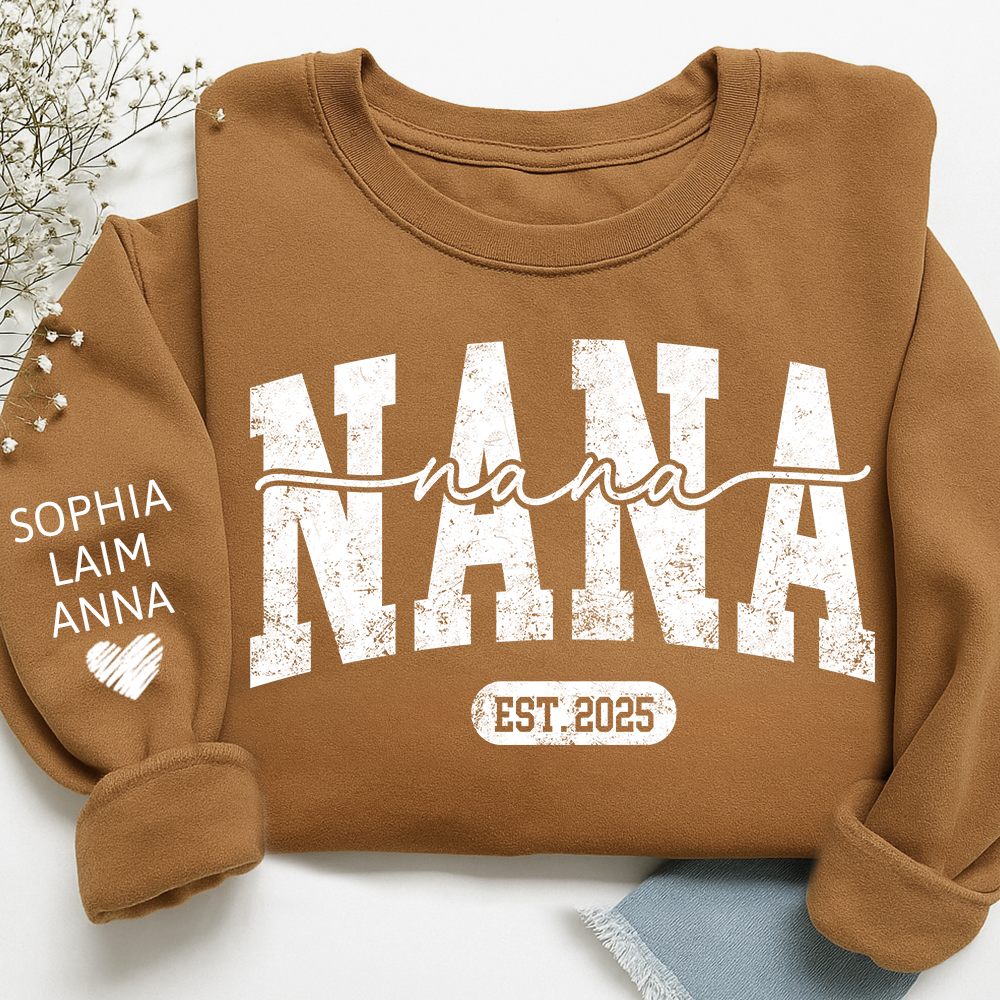 Personalized Nana Est. 2025 Custom Sweatshirt Gift For Grandma And Grandchild