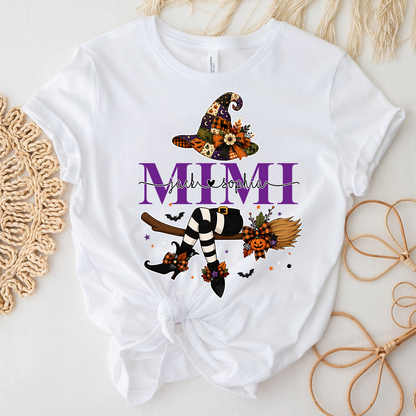 Mimi Halloween Witch Shirt for Women, Cute Fall Pumpkin Graphic Tee, Personalized Grandma T Shirt, Cozy Autumn Outfit Gift