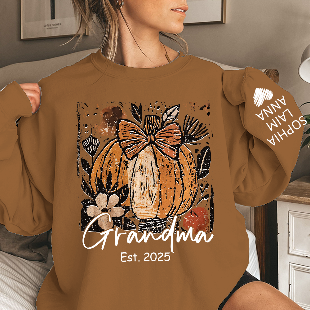 Personalized Preppy Pumpkin Season Sweatshirt, Custom Nickname for Grandma and Kids