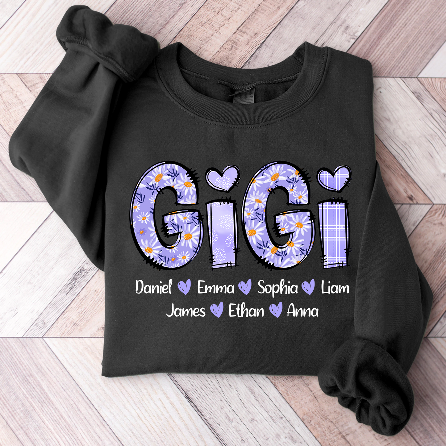 Custom Gigi Purple Daisy With Grandkids Sweatshirt