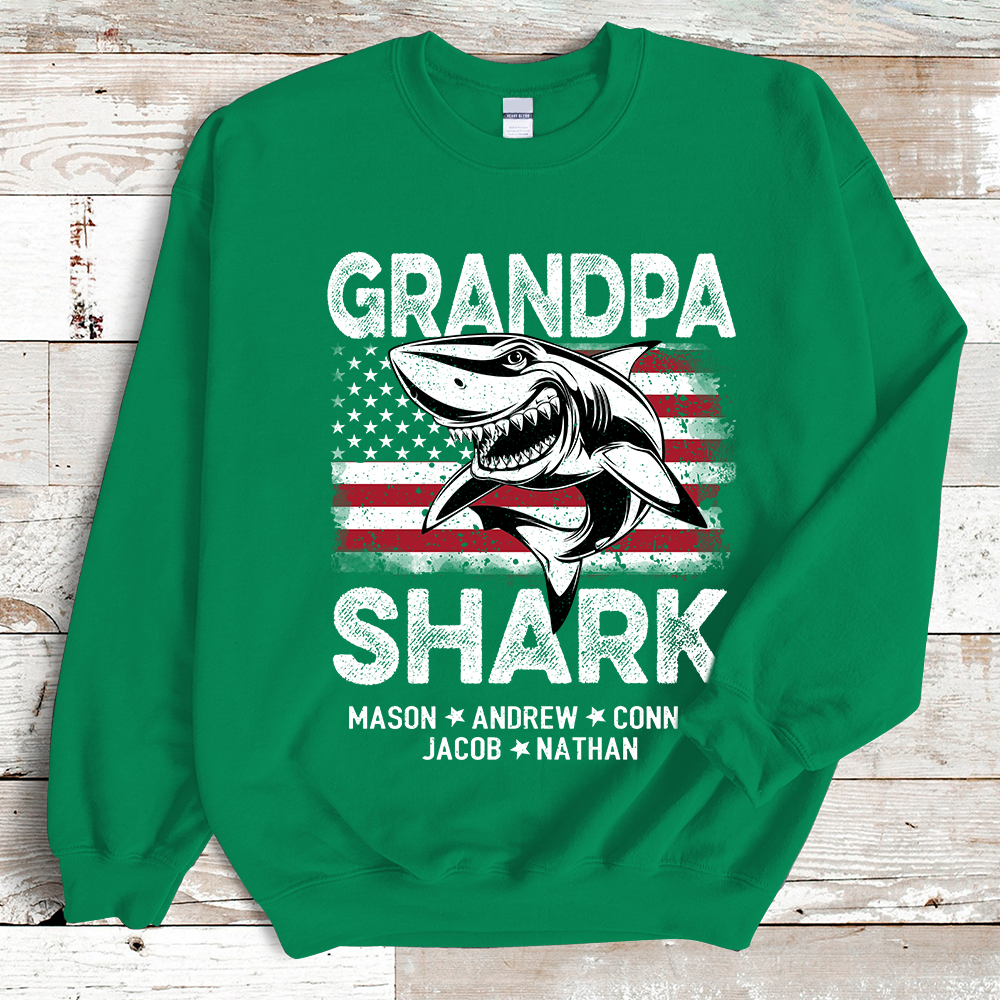 Grandpa Shark With Grandkids Sweatshirt
