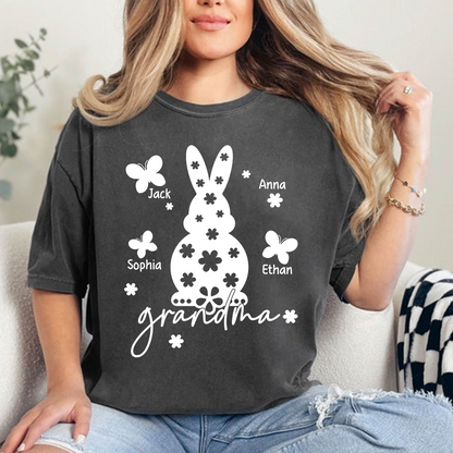 Personalized Grandma Easter Bunny T-shirt, Custom Grandma And Kids