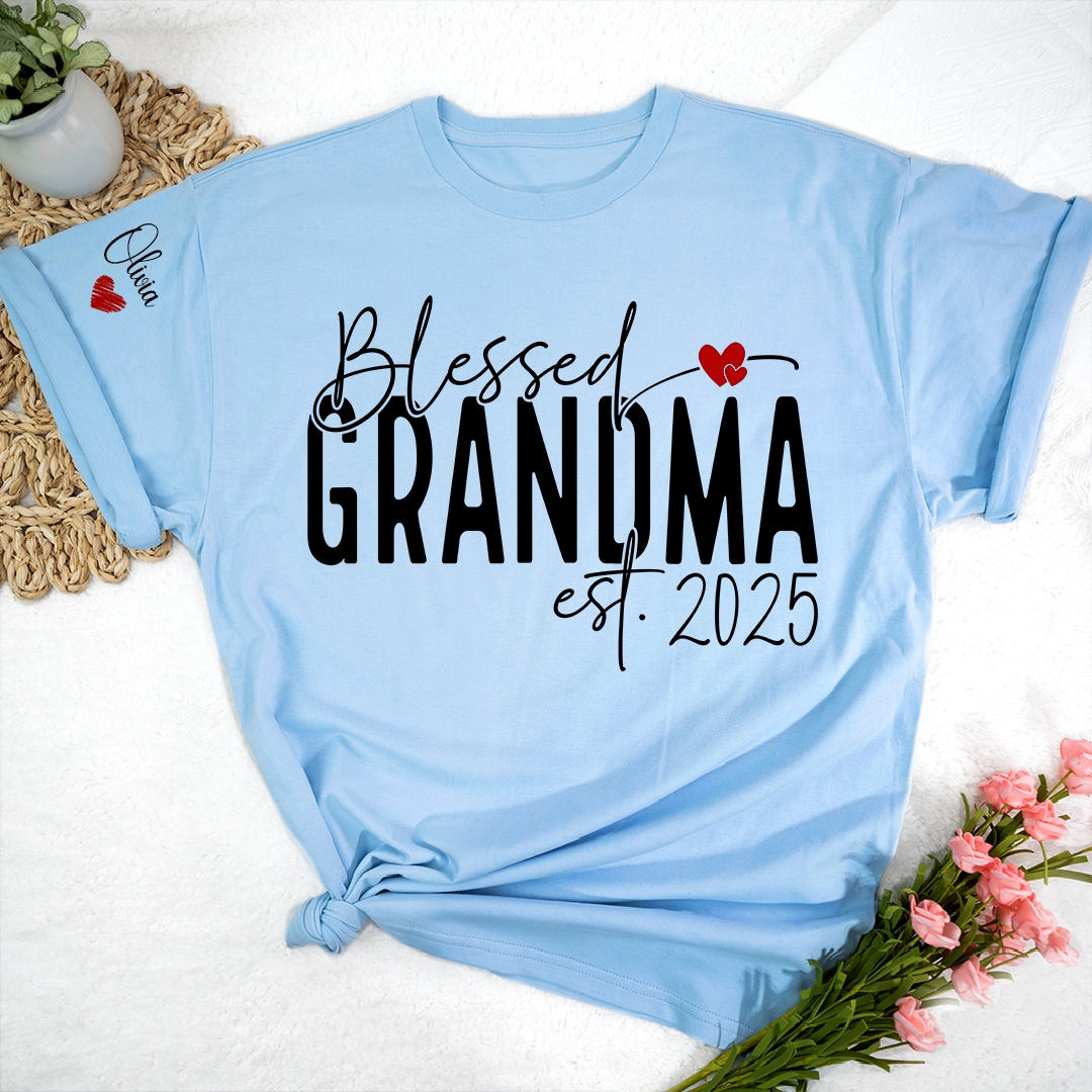 Blessed Grandma And Kids Custom T-Shirt 2025, Give Grandma