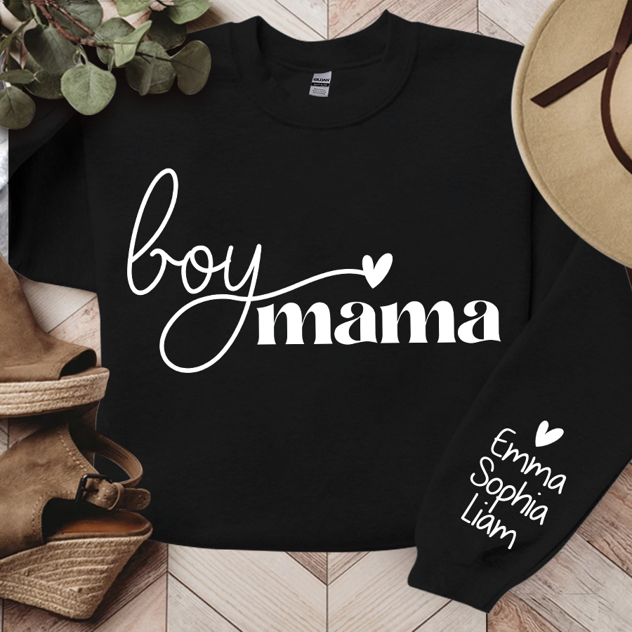 Boy Mama Sweatshirt, Custom Mama And Kids, Gift For Mom TH Sweatshirt