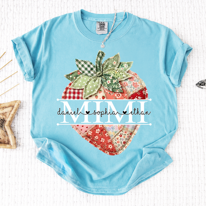 Comfort Colors® Mimi Strawberry Shirt, Personalized Cute Summer Grandma Tee For Gift Grandma And Kids