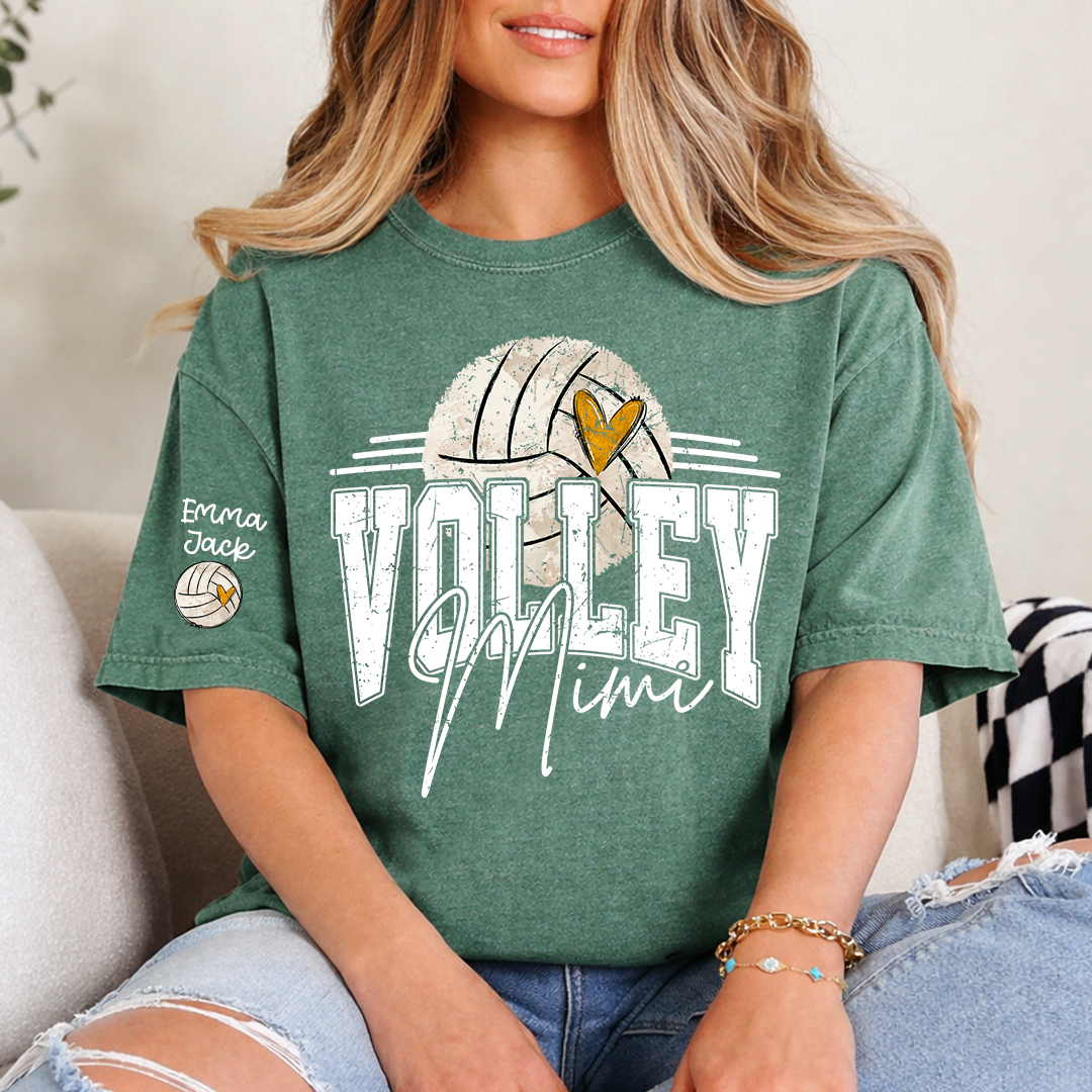 Custom Volleyball Mimi Shirt, Personalized with Kids Names, Volleyball Fan T Shirt