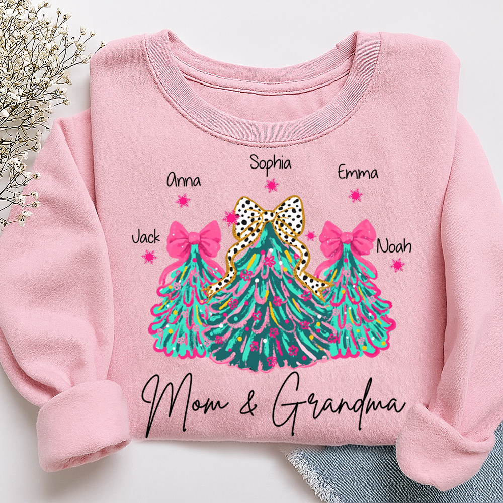 Personalized Mom & Grandma Tree Christmas Sweatshirt, Customized Gifts for Grandma and Kids