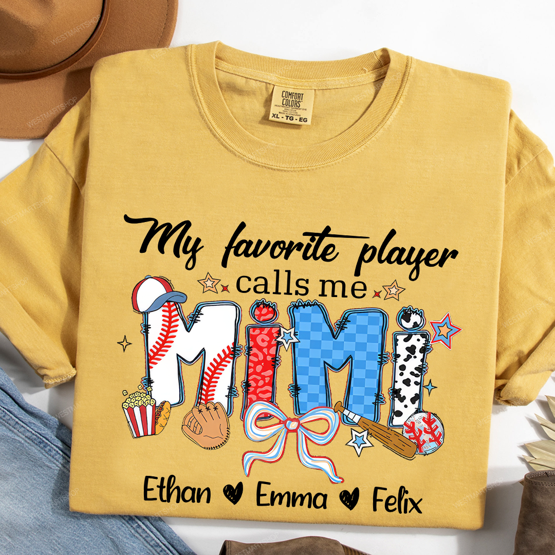 Comfort Colors® My favorite Player Calls Me Grandma Baseball Shirt, Gift For Grandma T-Shirt