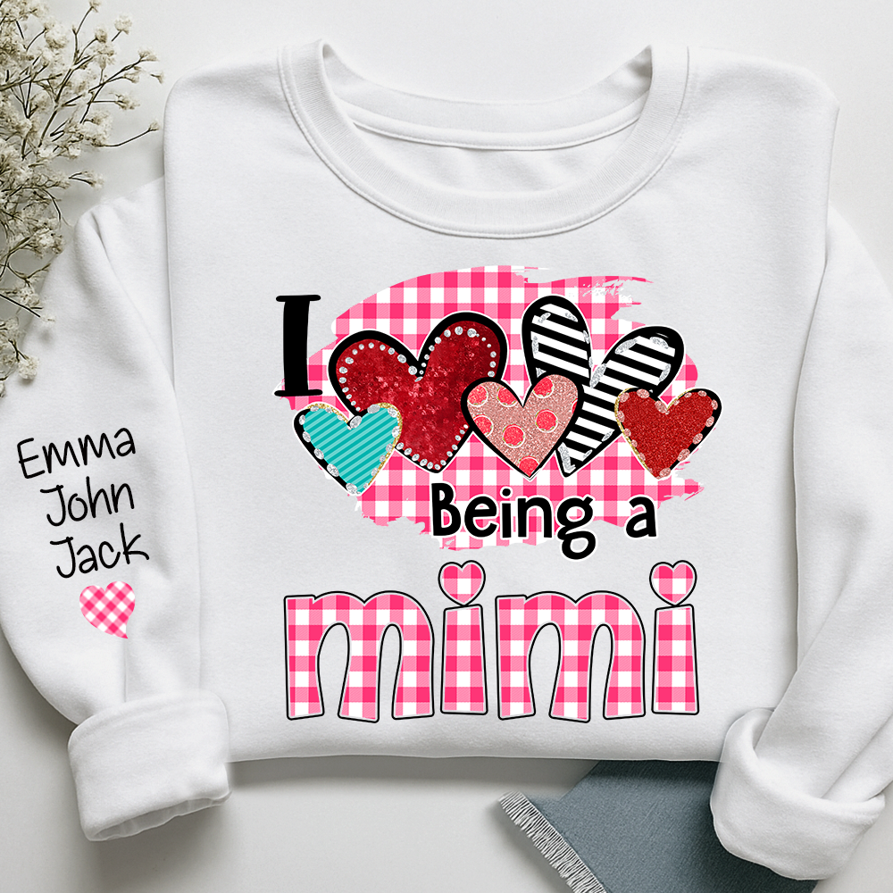 Valentine Mimi Crewneck Sweatshirt, Cute Heart Family Love Design, For Gift Grandma And Kids