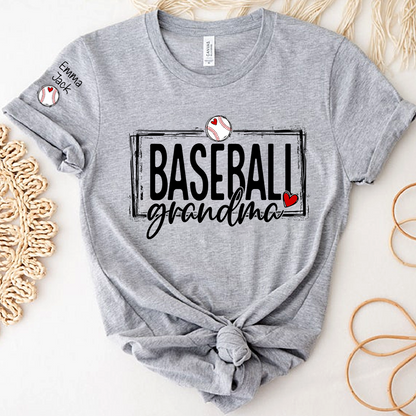Baseball Grandma T-Shirt, Personalized Grandma T-Shirt for Baseball Lovers with Custom Name