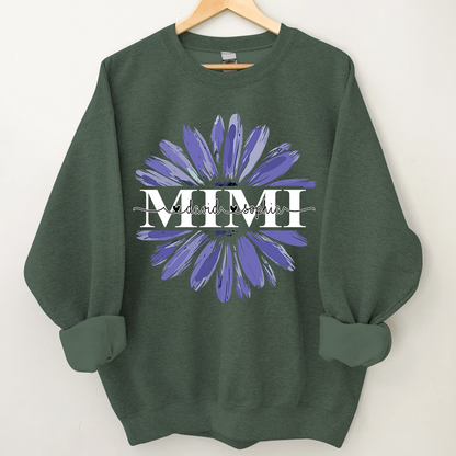 Mimi Purple Daisy Flower With Grandkids Sweatshirt