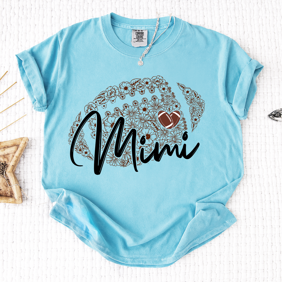 Comfort Mimi Football Shirt, Personalized Mimi T-Shirt with Floral Football Design