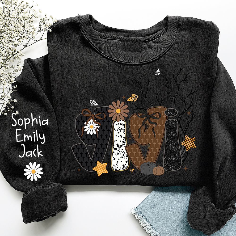 Personalized Grandma, Prayer Sweatshirt, Custom Gigi Nickname with Kids