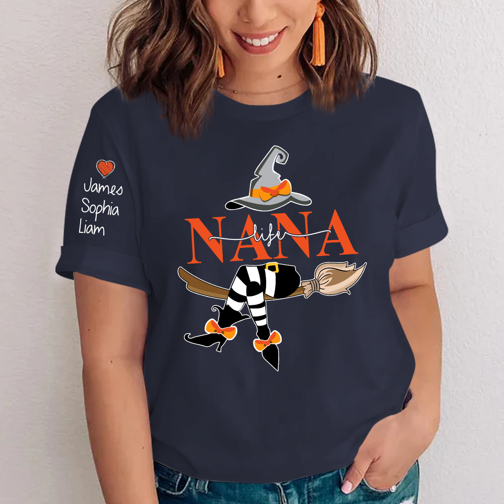Personalized Nana Life Witch Shirt, Custom Grandma Halloween, Gif For Grandma TH T-Shirt