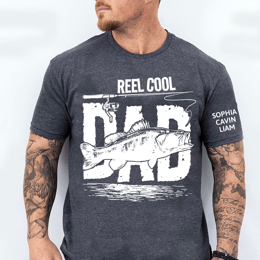 Reel Cool Papa Tee Fishing Lover Shirt Bass Fish Design Gift for Grandpa