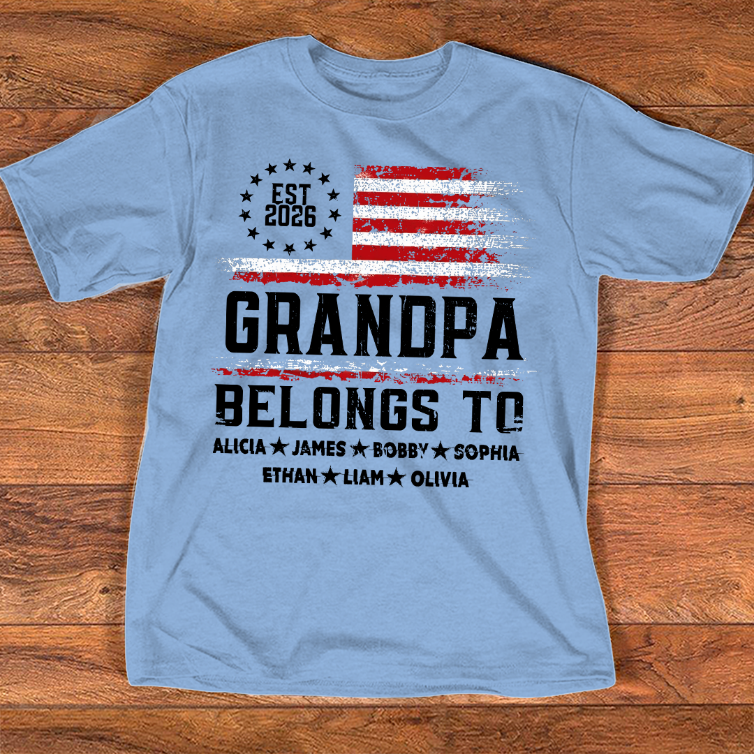 Custom Granpa Belongs To, Personalized Gift For Grandpa And Grandchildren, Patriotic Gift For Grandpa