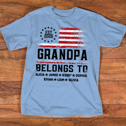 Custom Granpa Belongs To, Personalized Gift For Grandpa And Grandchildren, Patriotic Gift For Grandpa