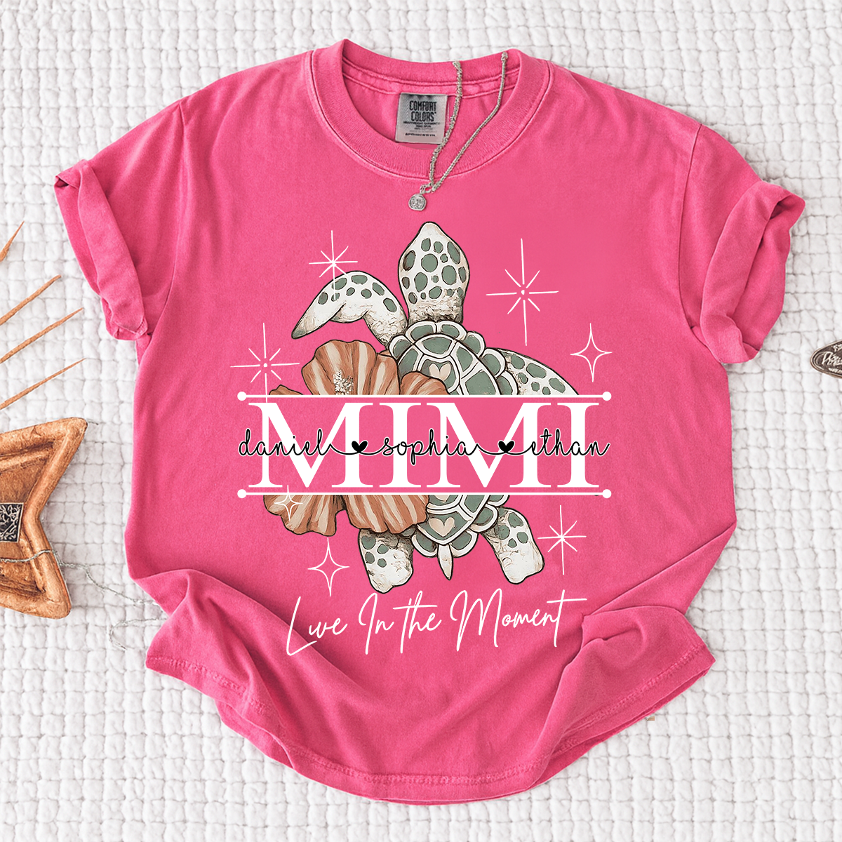Comfort Colors® Mimi Ocean Turtle T-Shirt Custom Family Names Beach Style