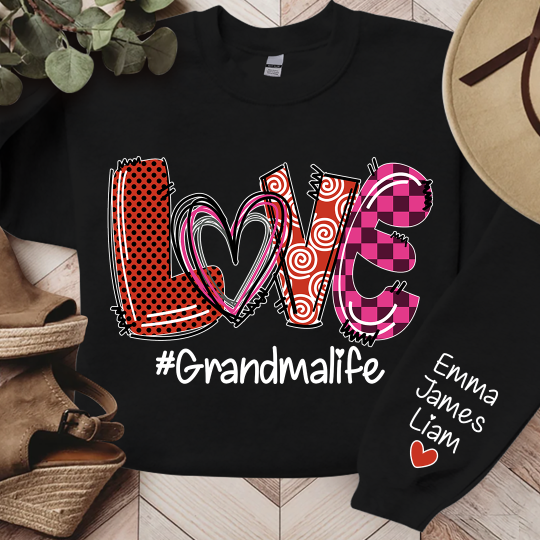 Personalized Love Valentine Grandma Life With Kids, Gift For Grandma Valentine TH Sweatshirt