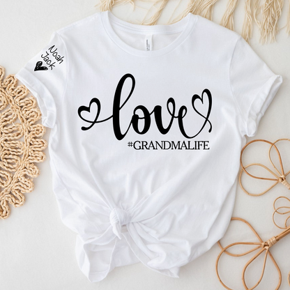 Love Grandma Life T-Shirt, Personalized Grandma Tee with Custom Names