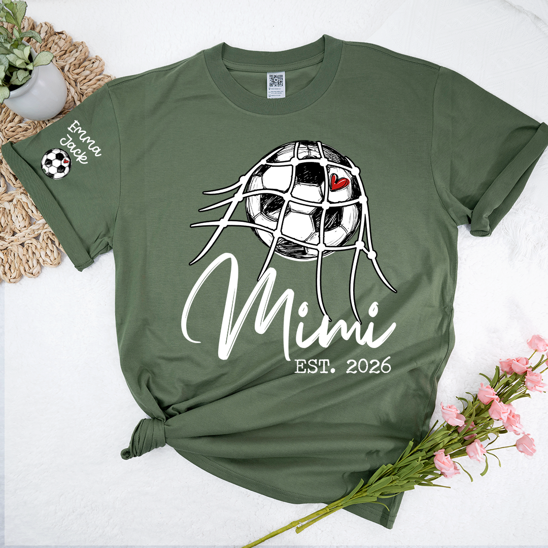 Children's Sports T-shirt, Custom Printed With Name, For Grandma, Soccer Mimi brand, Customizable With FoundingYear