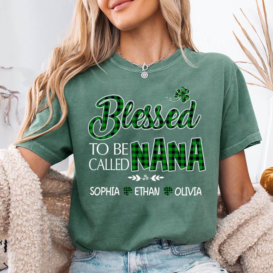 Personalized Nana Caro Green T-shirt, Blessed to Be Called Nana Patrick's Day  Gift for Grandma