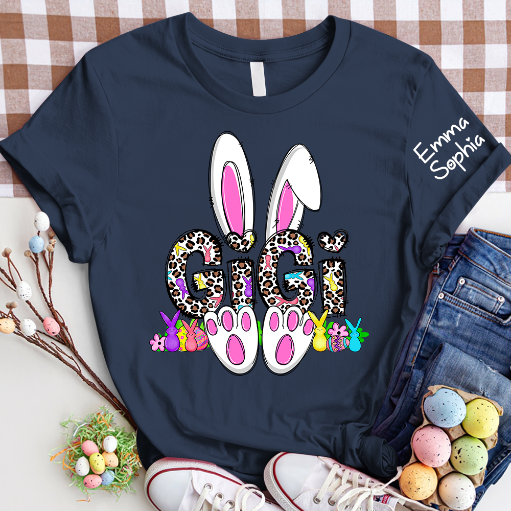 Gigi Leopard Bunny Shirt, Custom Gigi And Kids, Easter Days Gift TH T-Shirt