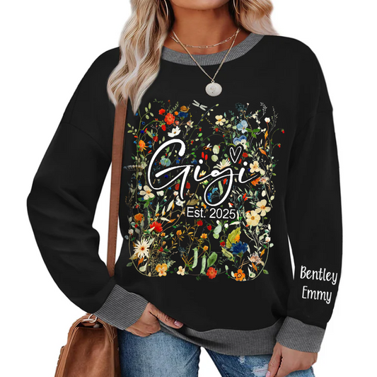 Personalized Gigi Est With Grandkids Flower Art Sweatshirt Mix