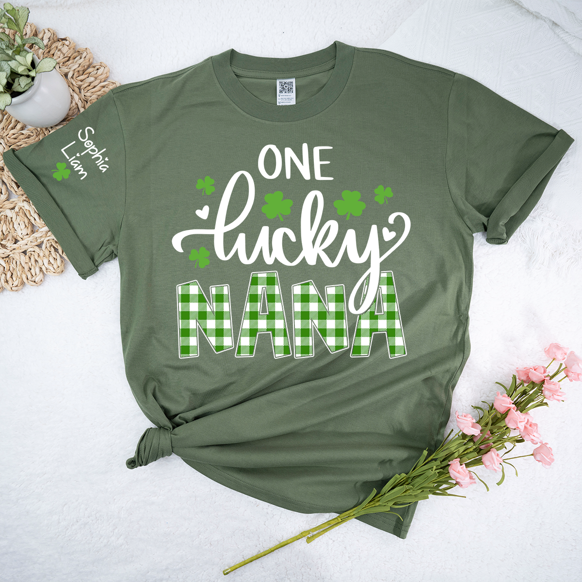 One Lucky Nana T Shirt for St Patrick’s Day, Personalized Nana Shirt with Shamrocks, Cute Grandma Family Gift